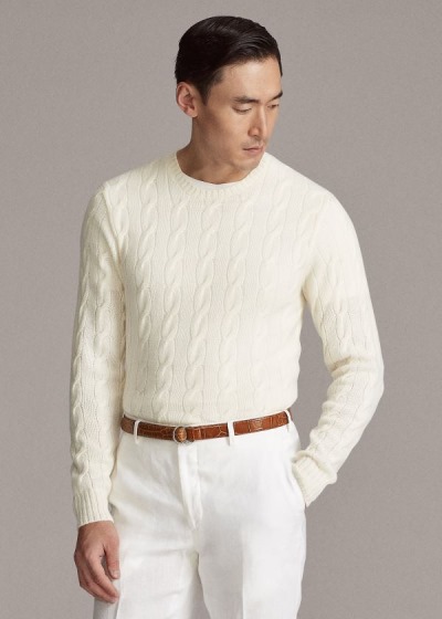 Ralph Lauren Cable-Knit Cashmere Striktrøje Herre Danmark (LUFIN2817)